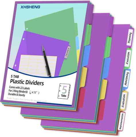 Amazon.com : 3 Set Dividers for 3 Ring Binders,5 TAB Binder Dividers ...
