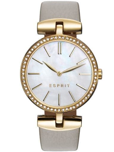 Esprit Mother Of Pearl Dial Cream Leather Strap Women'S Watch Es109112