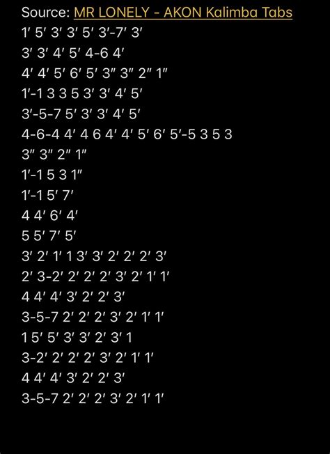 Image result for Kalimba Music Using Numbers