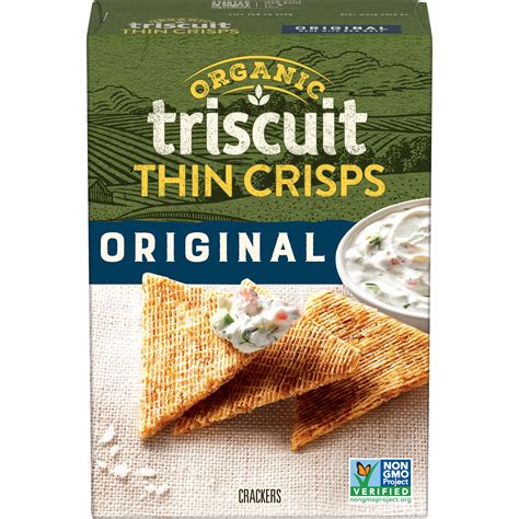 Triscuit Organic Thin Crisps Original Whole Grain Wheat Crackers, Vegan ...