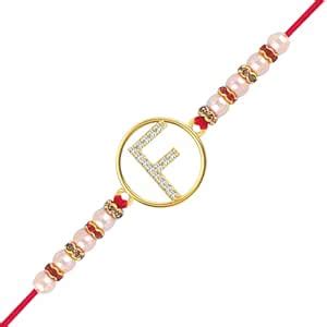 Buy Vivastri Initial Letter 'F' Alphabet Rakhi CZ Gold Plated Alloy ...