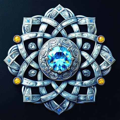 Ornate silver and blue gemstone mandala | Premium AI-generated image