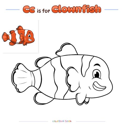 Kleurplaat Clown vis cartoon | Premium Vector