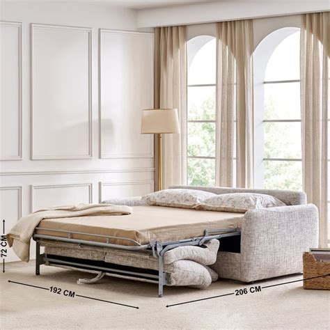Buy Canaria Fabric 3-Seater Sofa Bed with Cushions - Ivory from Home ...