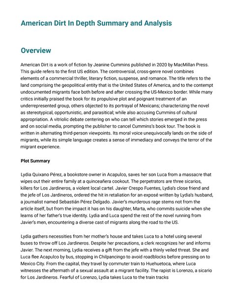 American Dirt In Depth Summary and Analysis - American Dirt In Depth ...