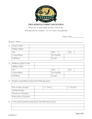 Fillable Online TREE REMOVAL PERMIT APPLICATION Please type or print ...