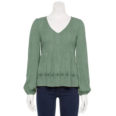 Juniors' Rewind Long Sleeve Babydoll Top