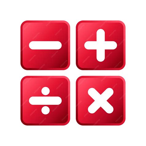 Más menos multiplicación y división signos de botón cuadrado rojo ...