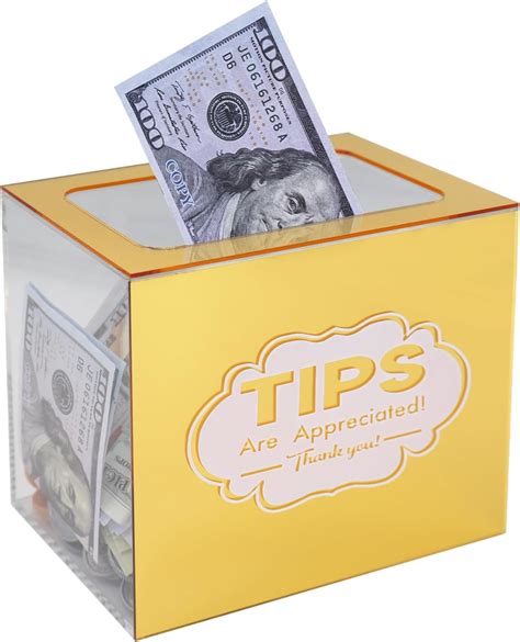Amazon.com: Yamahiko Acrylic Tips Jar for Money, Gold Tip Box for Bartender Bars Money Container ...