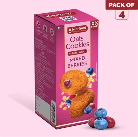 Nutrisum | Mixed Berries Oats Cookies | Healthy Oats Pack