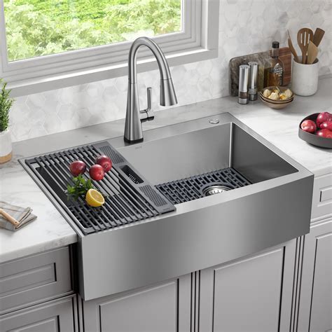 Delta Lenta Retrofit Farmhouse Apron Front 16 Gauge Stainless Steel ...