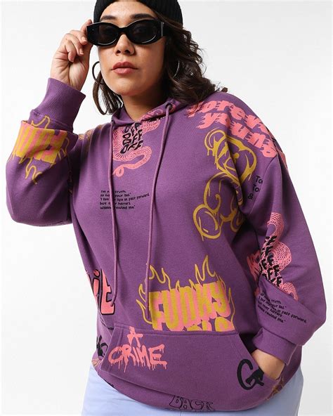 Buy Women's Purple Forever Young All Over Printed Oversized Plus Size ...