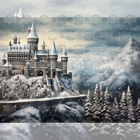 Vintage Castle in Snow - Printed Backdrop - Fabric - 5 by 7 feet ...