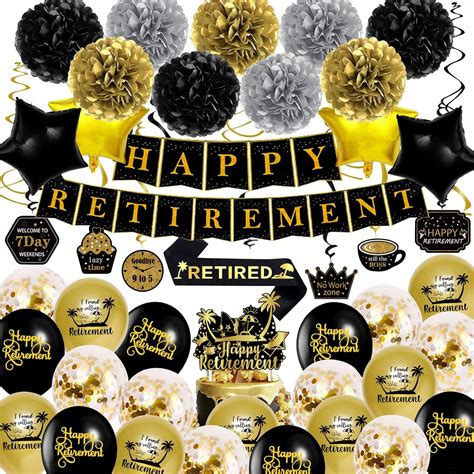 Miucat Retirement Party Decorations, 46Pcs Black Gold India | Ubuy