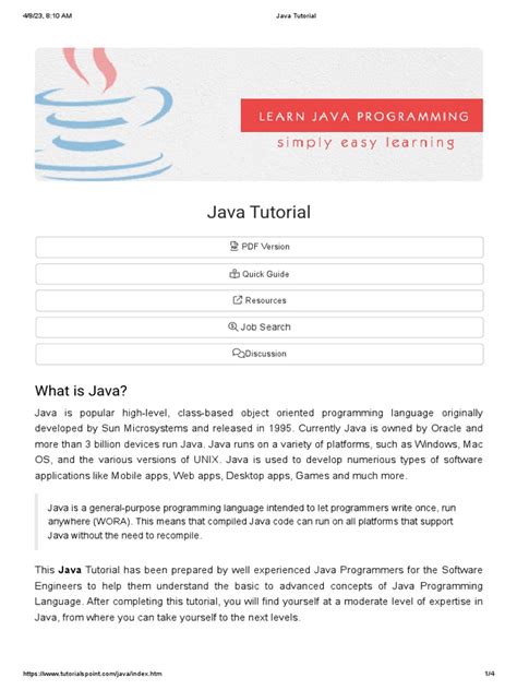 Java Tutorial PDF Free Download 的图像结果