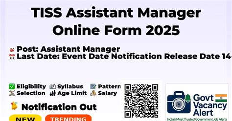 TISS Assistant Manager Online Form 2025 - Assistant Manager Recruitment ...