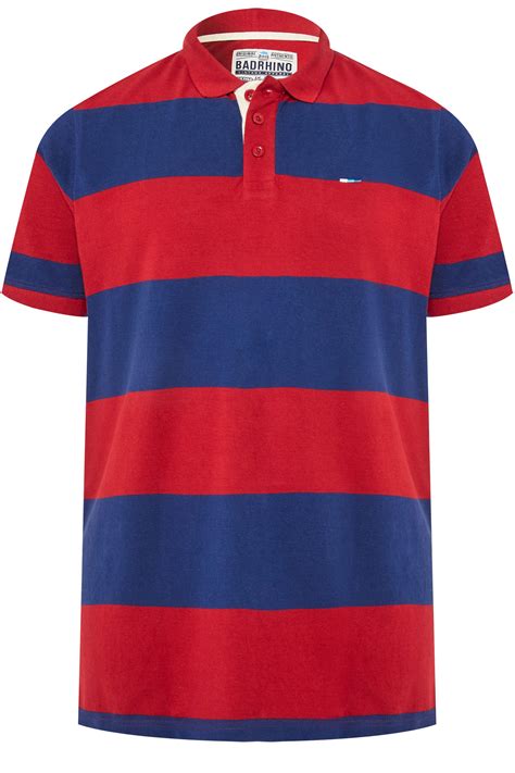 BadRhino Red & Blue Striped Polo Shirt | Sizes Medium-8XL | BadRhino ...