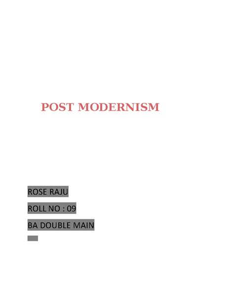 Postmodernism Theories & Contributions - BA Double Main Insights - Studocu