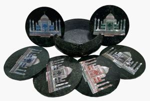 Qadri Handicrafts Round Marble Coaster Set - Buy Qadri Handicrafts ...