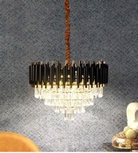 Shri Mahal Antiques 500 MM Black Mamra LED Crystal Chandelier Light For ...