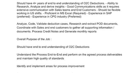 Image result for O2C Job Description