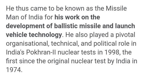 why was he known as the 'missile man of India'? - Brainly.in