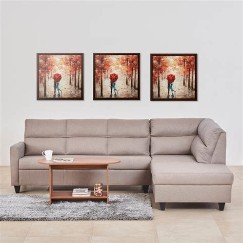 Buy Helios Clary Fabric 3-Seater Right Corner Sofa with Chaise - Beige ...