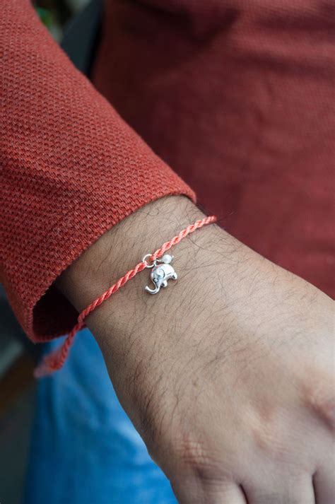 Cute Elephant With Pearl Sterling Silver Charm Rakhi | 925 Silver ...