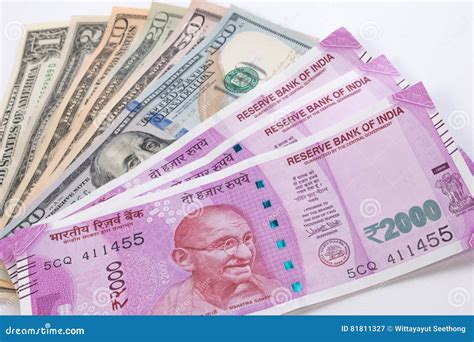 2000 Rupee Banknote Over US Dollar Banknote. Stock Image - Image of ...