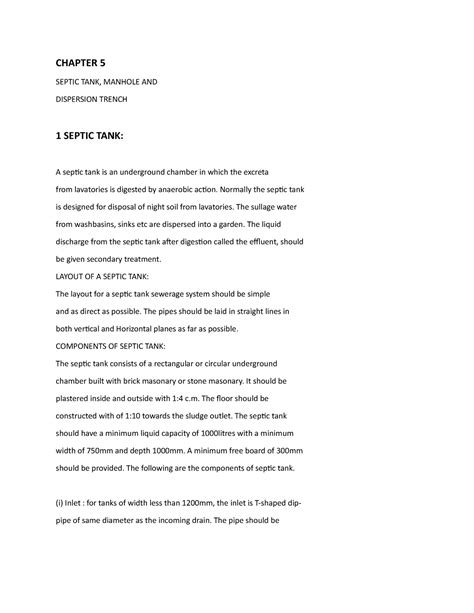 Chapter 5 - Lecture notes - CHAPTER 5 SEPTIC TANK, MANHOLE AND ...