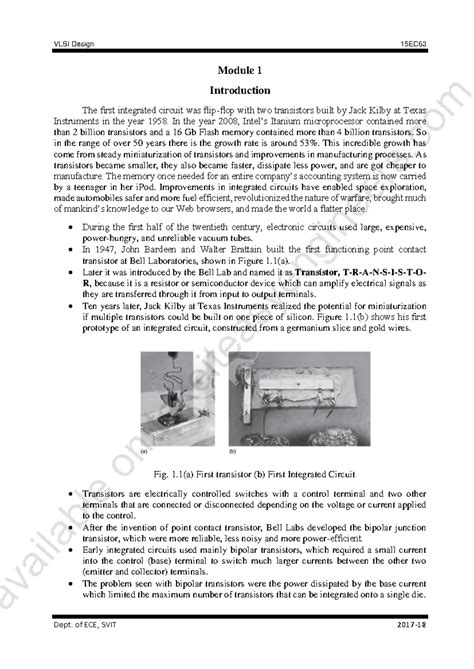VLSI Module 1 - Lecture Notes - VLSI Design Module 1 Faculty: SHUBHA ...