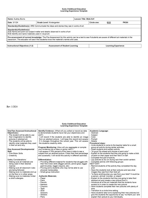 Image result for Visual Art Lesson Plan Example