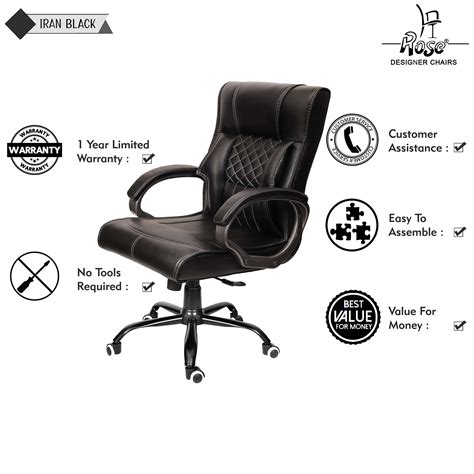 ROSE®Iran Leatherette Executive Mid Back – Rose Designer Chairs