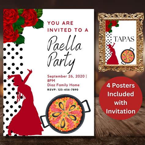 Paella Birthday Party, Paella Party Invitation, Spanish Paella Party ...