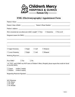 Fillable Online EMG (Electromyography) Appointment Form Fax Email Print ...
