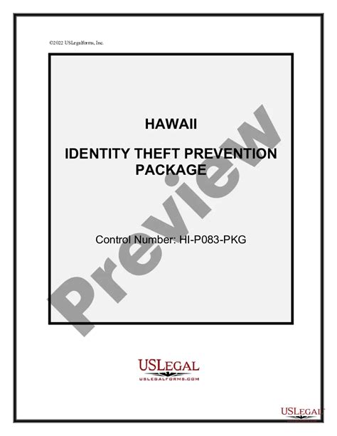 Hawaii Identity Theft Prevention Package | US Legal Forms