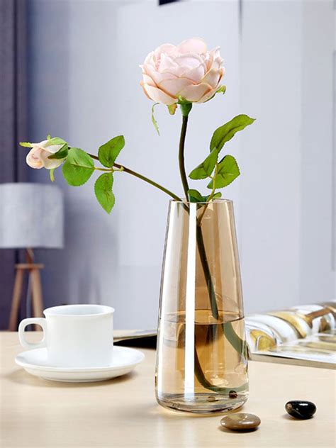Buy | Brown Transparent Glass Flower Vase | Tied Ribbons