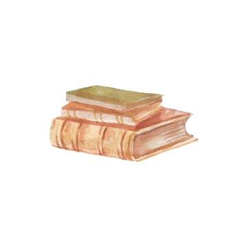Stack of books retro items hand drawn watercolor illustration | Premium ...