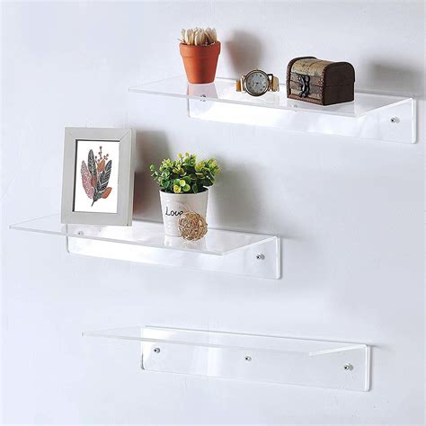 Clear Wall Mounted Acrylic Floating Bathroom Acrylic Display Shelves ...