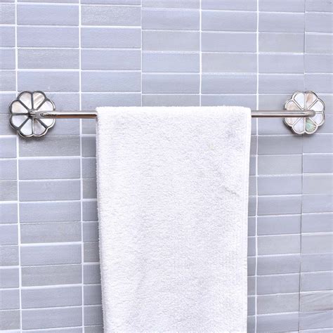 Silver Brass Mother of Pearl Bathroom Towel Bar