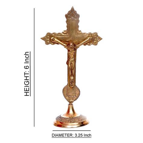 Hashcart Brass Catholic Crucifix Cross With Stand | Brass Jesus Christ ...