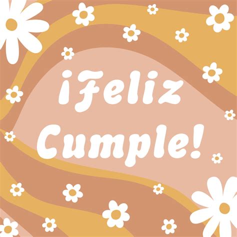 Groovy birthday card Feliz Cumple means Happy Birthday in Spanish. Retro 70s groovy ...