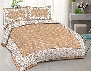 ART WORLD King Size double Bed sheet with Pillow Covers Pure Cotton ...