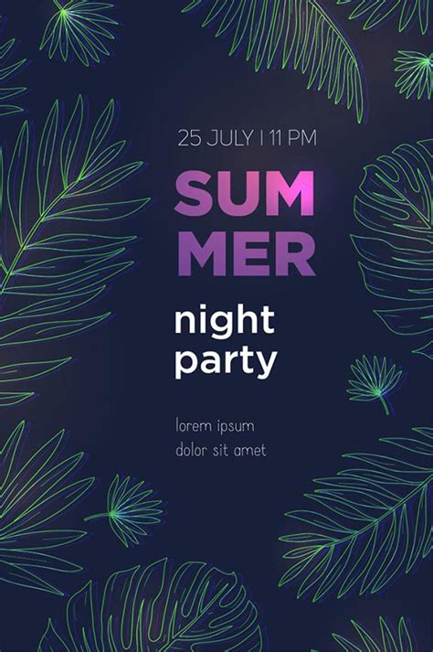 矢量概念-夏夜派对海报矢量设计-好图网