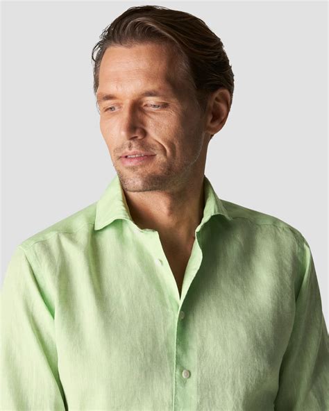 Light Green Linen Shirt - Wide Spread - Eton