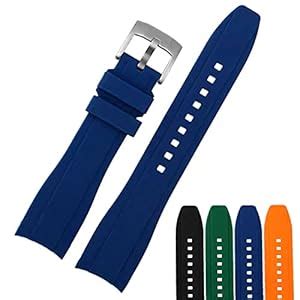 Strapseeker Dexter Top Grade Silicone Curved Lug End Watch Strap- Watch ...