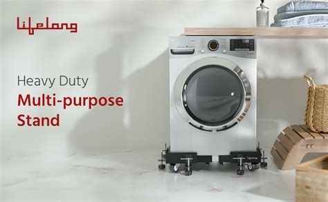 Lifelong Washing Machine Stand - Adjustable Metal Kitchen Trolley with ...