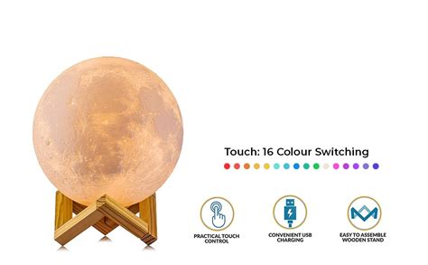 Buy Istara 3D Usb Rechargeable 16 Color Changing Sensor Touch Moon ...