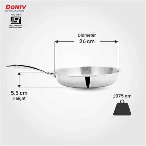 VINOD Doniv Titanium Triply Stainless Steel Fry Pan 26 cms, Induction ...