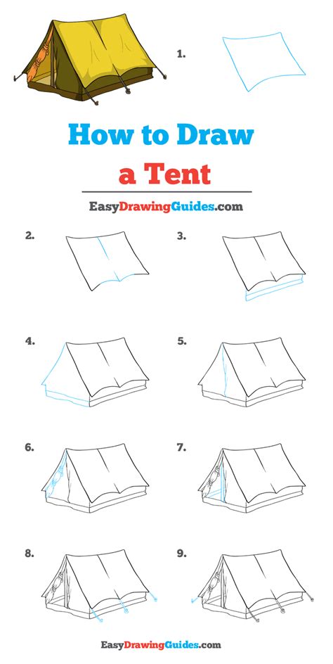How to Draw a Tent | Tent drawing, Camping drawing, Drawing lessons for ...